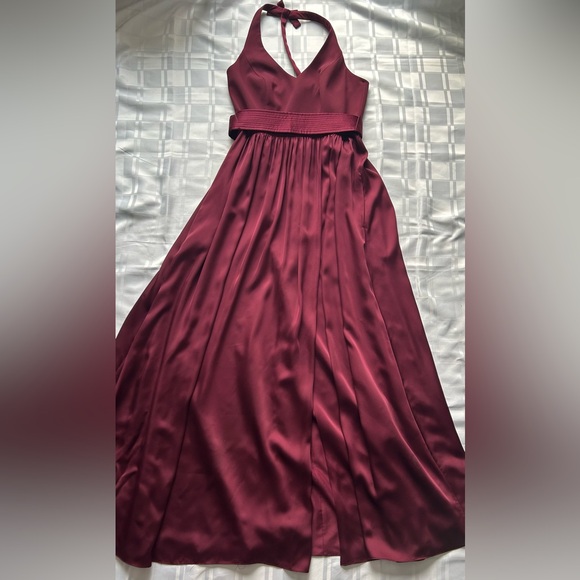 White by Vera Wang Burgundy Full Length Halter T-bar Dress - Picture 15 of 15